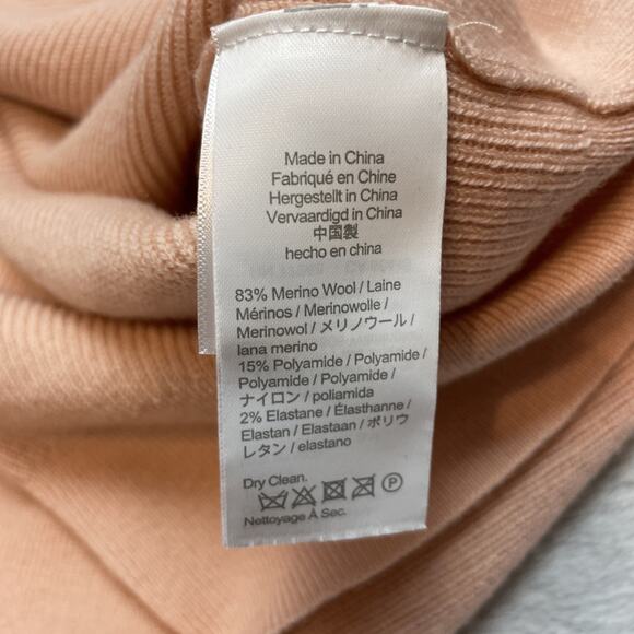 J Crew Merino Wool Blend Sweater Womens M Dusty Pink Ribbed Ruffleneck Preppy - Picture 4 of 7